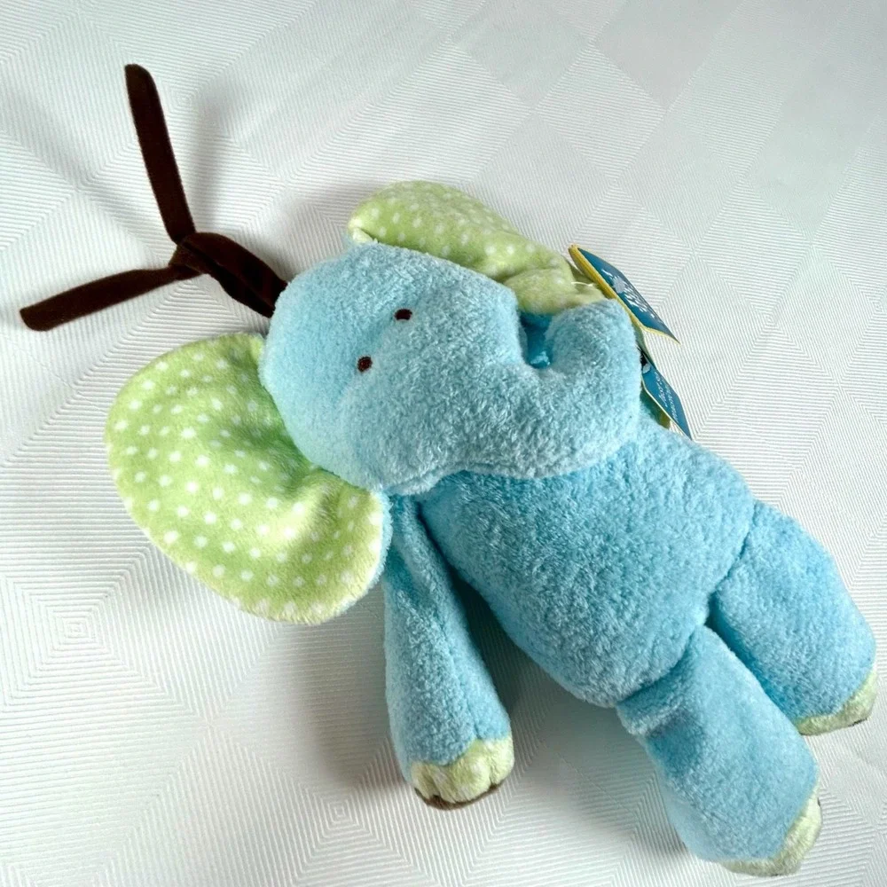 CARTERS Just One Year Musical Pull Blue Elephant White Dots Nursery Plush NEW